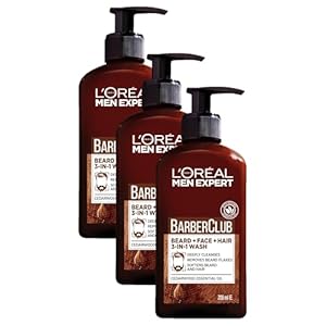 L’Oreal Men Expert Barber Club 3-in-1 Beard, Hair & Face Wash, 200ml (Pack of 3)
