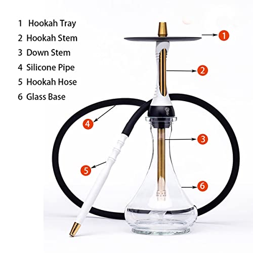 Shisha Komplett Set Edelstahl, Stainless Steel Hookah Mit Silikonschlauch Tabakkopf Kohlezange (Black) – Bild 4