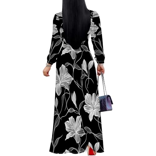 Image of PinkPatty Women's Long Sleeve Maxi Dress Plus Size Trendy Wedding Guest Wrap Dress with Pockets&Belt