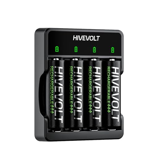 Rechargeable AA Batteries with Charger, High Capacity 2800mAh Ni-MH Double A Battery, 4 Count