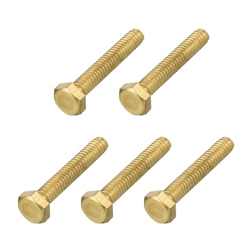 Image of METALLIXITY Hex Head Screw Bolt (1 /4-20x1-1 /2) 5Pcs, Brass Fully Threaded Solid Brass Hex Bolts Machine Screws - for Machinery Repair