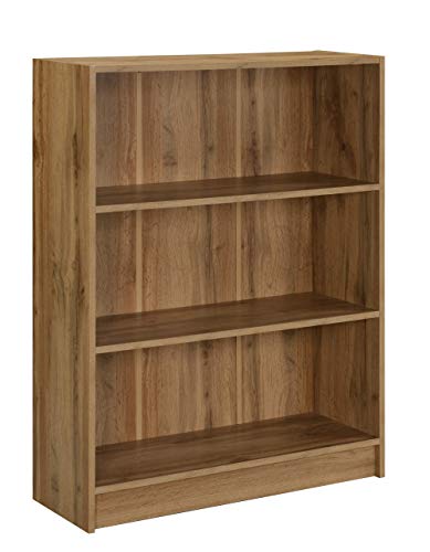 Image of DeckUp Plank Muvo 3-Shelf Engineered Wood Book Shelf and Display Unit (Wotan Oak, Matte Finish)