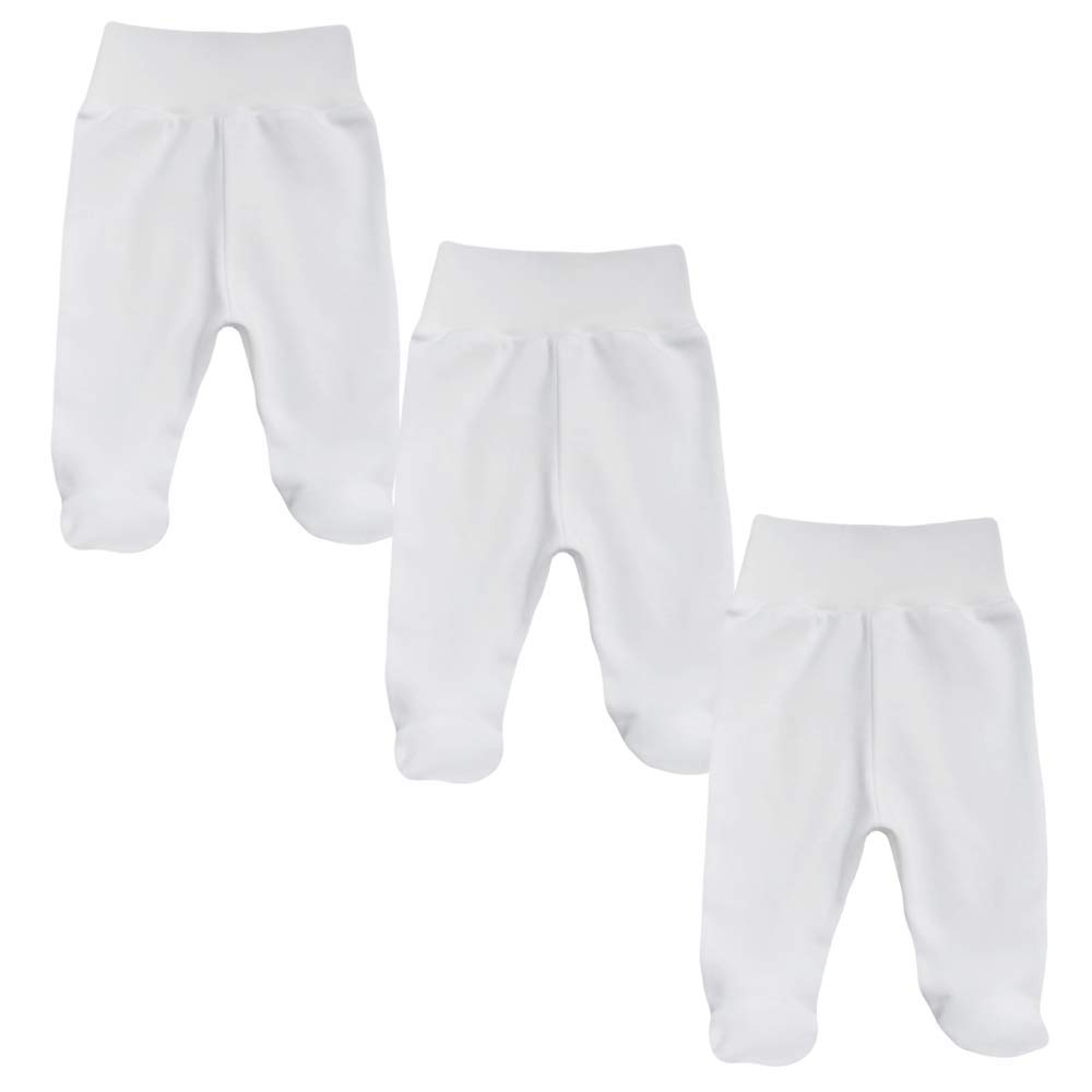 MEA BABY Unisex Baby Hose mit Fuß aus 100% Bio-Baumwolle im 3er Pack. Baby Strampelhose mit Fuß. Babyhose mit Fuß Jungen Baby Hose mit Fuß Mädchen.