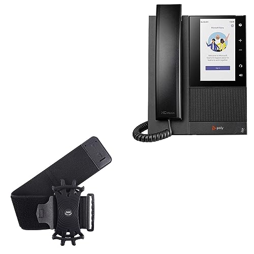 BoxWave Holster Compatible with Poly CCX 505 - ActiveStretch Sport Armband, Adjustable Armband for Workout and Running - Jet Black