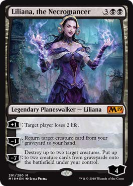 mtg liliana planeswalker cards Magic: The Gathering - Liliana, The Necromancer - Foil - Deck Exclusive put X 2/2 black Modern Horizons Prerelease Primer Decks:Blame Game FDN