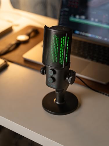 Image of SKYVIK Glowcast USB Condenser Microphone with Noise Cancellation, RGB Lighting & Zero-Latency Monitoring for Podcasting, YouTube, Streaming & Gaming