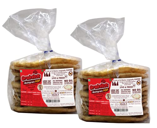 Image of Grainitos Healthy Multigrain Papad, Not Baked Not Fried - its POPPED (54g x 2) (Chilly Flakes - Paprika for Spice Lovers)