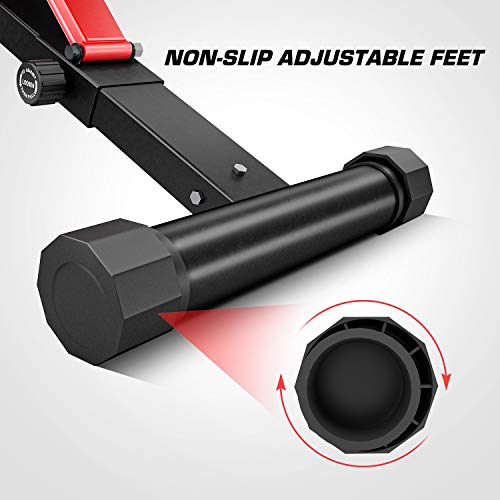 Pelpo Weight Bench for Full Body Workout, Strength Training Bench Press in Home Gym, Decline Incline Adjustable Utility Weight Bench with Fast Folding, Black Frame