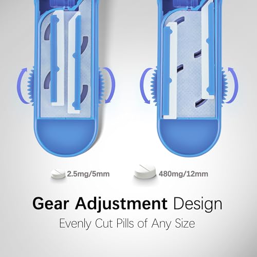Image of Pill Cutter Splitter for Small and Tiny Pills, Pill Splitter for Multiple Pills at a Time with Centering Device and Stainless Steel Blade (Blue)