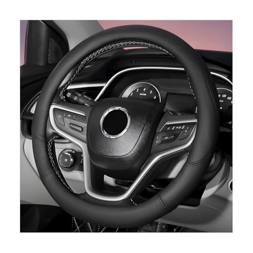 Wevdn Car Steering Wheel Cover, Non-Slip Soft Breathable Microfiber Leather Steering Wheel Protector, Universal Safety Vehicle Interior Steering Wheel Cover Fit for Cars SUVs RVs (Black)