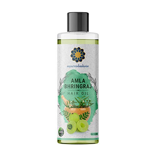 AYURVEDASHREE Amla Bhringraj Hair Oil 200 ml, 6.76 fl oz, with Amla Oil, Brahmi Oil, Methi Oil, Shikakai Oil, Neem Oil, Henna Oil, Pine Oil, Clove Oil, Eucalyptus Oil, Citronella Oil