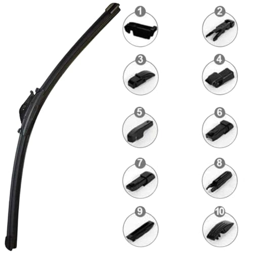 Escobilla limpiaparabrisas multi adaptador, Escobilla coche, limpiaparabrisas delantero, compatible con la mayoría de vehículos, Fácil instalación, Incluye 10 adaptadores, Longitud 65  cm