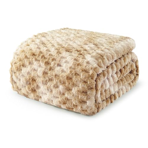 Image of Exclusivo Mezcla King Size Fleece Blanket for Bed, 90x104 Inches Stylish Jacquard Velvet Soft Blanket, Fuzzy Cozy Lightweight for Winter, Tie-dye Camel