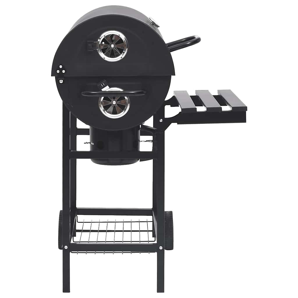 vidaXL Parrilla de Barril Ruedas y Estantes Barbacoa Ahumador Alimento Grill Carnes Pescados Salchichas Jardín Patio Camping Acero Negro 115x85x95 cm