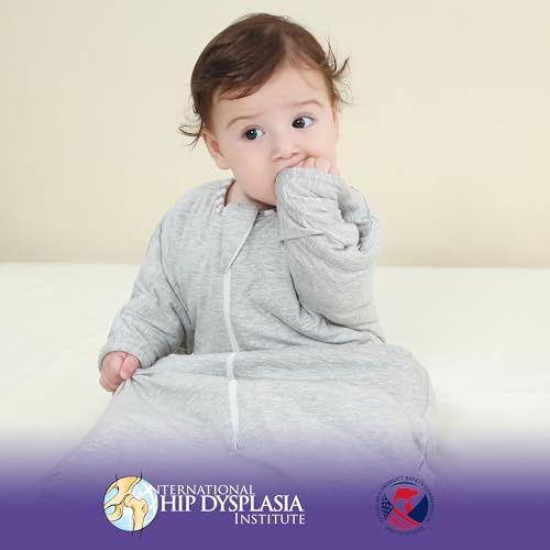 Image of PuppyPaws Baby Sleep Sack 1.5 TOG, Transitional Swaddle with Arms Up Length Sleeves and Mitten Cuffs, Sleep Sack 6-9 Months, Wearable Blanket Baby, 95% Rayon derived from Bamboo, 5% Spandex