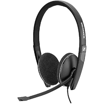 Sennheiser PC 3.2 Chat - Fone de ouvido estéreo leve com microfone ajustável com cancelamento de ruído - para telefonia via Internet e E-Learners - Conectividade com PC - Ótimo para jogos, trabalho e