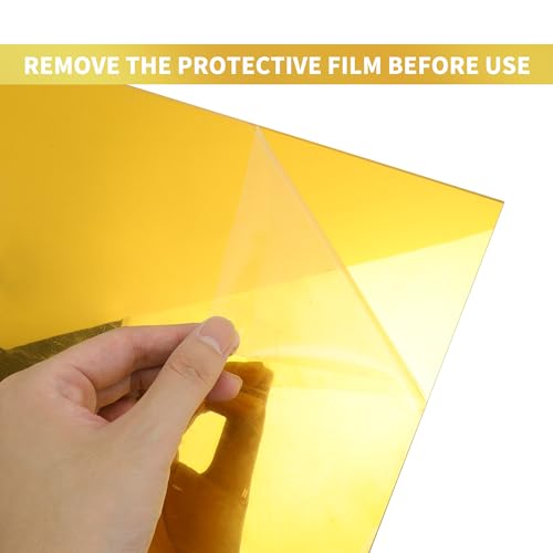Image of 5pack Mirror Acrylic Sheets, 12 inch x 12 inch Opaque Glossy Mirror Plastic Sheet with 1 /8 Inch(3mm) Thickness, Rigid Tinted Mirror Acrylic for Cutting, Sawing, Laser Cutting (5, Gold, 12X12)