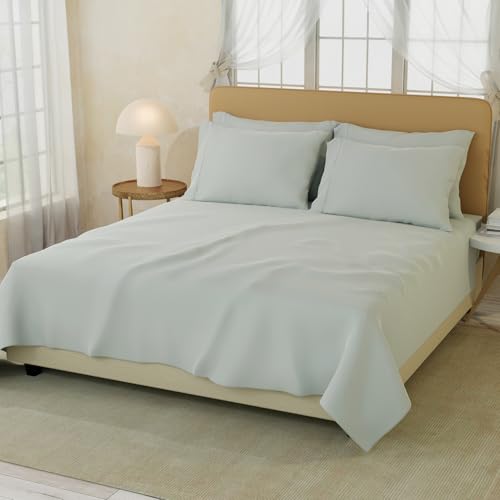 Image of BOUTIQUE LIVING Infinity 100% Egyptian Cotton 1000 TC Silver King with 4 Pillow Covers (Pearl Stitched)
