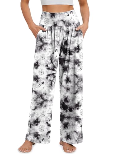 Image of Gracyoga Womens Wide Leg Yoga Pants Flowy Lounge Pajamas Pants with Pockets | High Waisted Sweatpants Bottoms, Comfy Palazzo, Lightweight Breathable, Casual Loose For Summer Fall Winter,Daily Wear