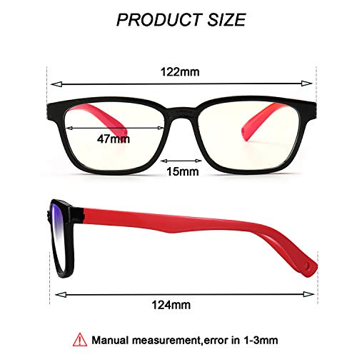 AHXLL Kids Blue Light Blocking Glasses 2 Pack, Anti Eyestrain & UV Protection, Computer Gaming TV Phone Glasses for Boys Girls Age 3-9 (Pink Green+ Transparent Blue)
