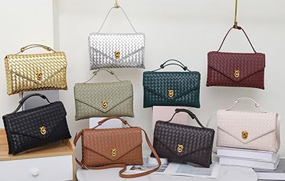 Woven Purses for Women Elegant PU Leather Woven Top-handle Bag Tote Crossbody Shoulder Bag for Work Vacation - Image 7