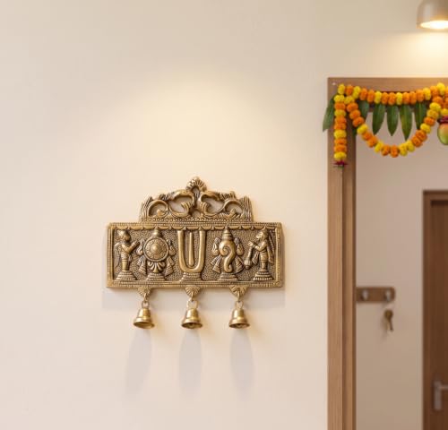Image of KridayKraft Wall Hanging Tirupati Balaji Symbol Shankh Chakra Tilak with Hanuman ji and garud Statue Gold Plating Antique Decorative for Home & Office Table Showpiece Figurines,R