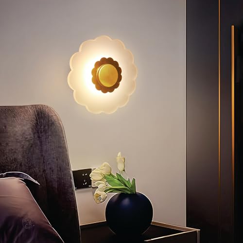 Image of Blossom Glow 3-in-1 LED Wall Light | Modern Fancy Lights for Living Room, Bedroom Wall Decor, Home Decoration Items & Indoor Flower Shape Night Lamp (Golden Accent, Pack of 2)