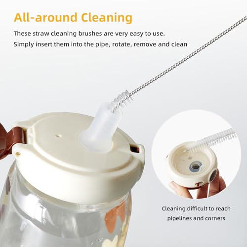 Image of Straw Cleaner Brush Kit 10 pcs, 8 inche Extra Long Sizes of Straw Brushes for 40 /30 /20 /14 oz Stanley Mug, Water Bottle, Sippy Cups, Pipes, Stainless Steel Drinking Straws, Tubes