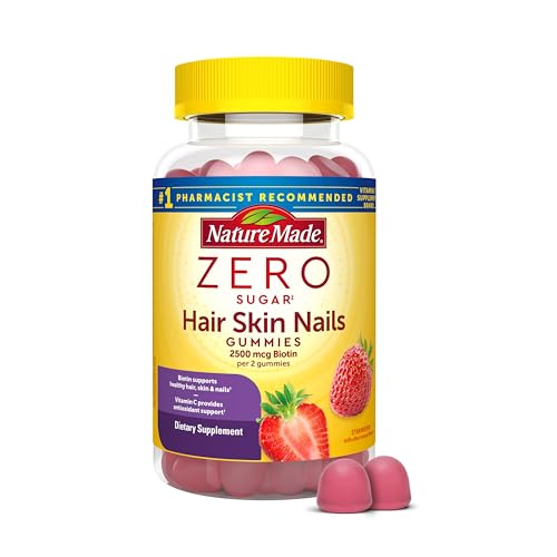 Nature Made Zero Sugar Hair Skin Nails Gummies Biotin 2500 mcg per Serving 120 Sugar Free Gummies 60 Day Supply