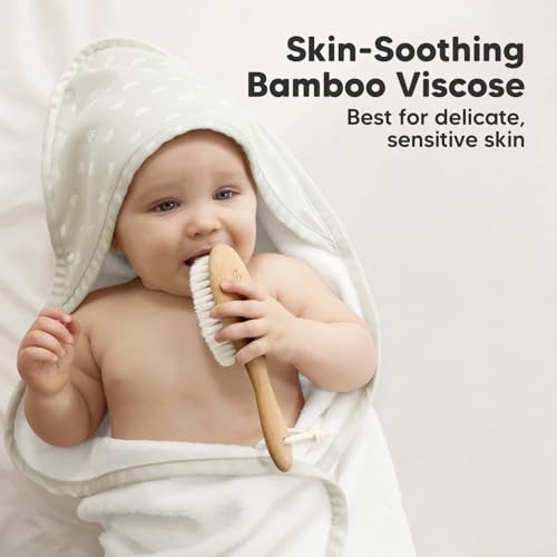 Image of KeaBabies Hooded Baby Towel for Newborn, Baby Bath Towels (Rainbow, 35x35) | Viscose Derived from Bamboo, Large Baby Towels with Hood, Boys, Girls, Toddler, Soft Absorbent Baby Bath Essentials