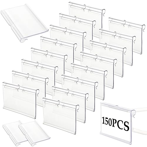 STARVAST 150 PCS Portaetiquetas Transparente, Soporte de exhibición de precios de plástico, soportes de etiquetas de precio para estanterías tienda panadería supermercado (6 x 4,2 cm)