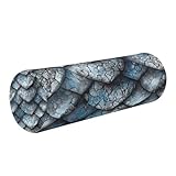WELLDAY Blue Scale Tattoo Neck Roll Pillow - Extra Dense Memory Foam Round Cylinder Bolster for Cervical Support, Spondylosis, Neck Pain Relief