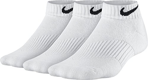 Nike Kids Boy's Cotton Cushion Moisture Management Low Cut 3-Pair Pack (Little Kid/Big Kid) White/(Black) SM (3 Little Kid - 5 Big Kid Shoe)
