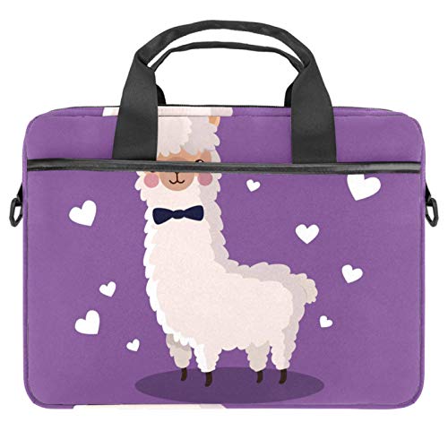 Sacoche PC portable 13-14 pouces violette à motif alpaga avec sangle épaule confortable