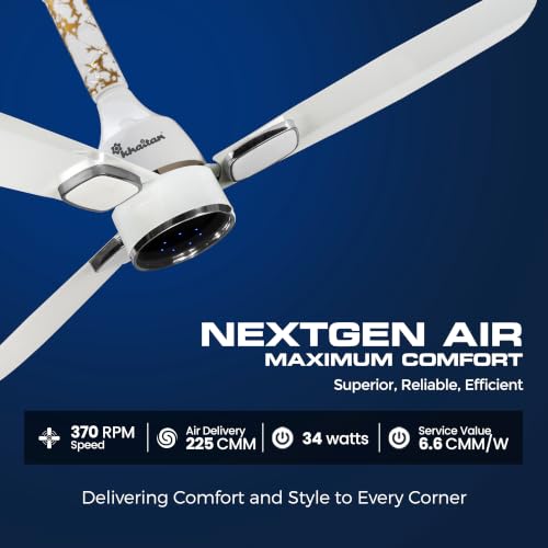 Image of Khaitan Ornate Super - 1200mm BLDC Ceiling Fan with Remote | 5 Star Rated | Durable & Long-lasting | Energy Saving | 3-Years Warranty | Pack of 1 | White