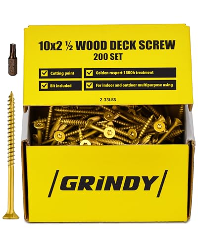 #10 x 2 1/2'' Wood Screws by Grindy (200pack/2.33LBS)