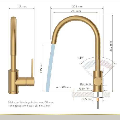 Robinet de cuisine avec bec pivotant 360° pour îlot central moderne - 6