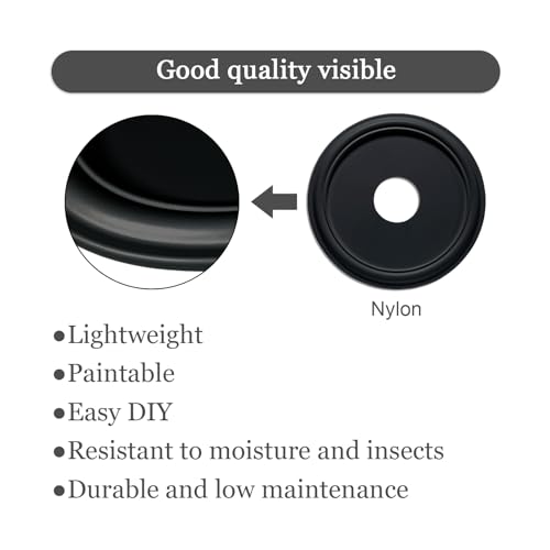 Image of Molded Nylon Ceiling Medallion for Light Fixtures and Ceiling Fans Black 16 inchOD x 4 inchID x 3 /4 inchP (Fits Canopies up to 12-3 /8 inch)
