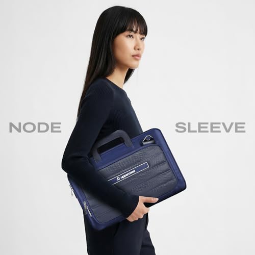 Image of uppercase Node Laptop Sleeve, Multi-Textured Quilted Design, Quick Access Pocket, Trolley Sleeve, Slide-in Handle & Detachable Shoulder Strap, Ideal for Men & Women | Office & Travel