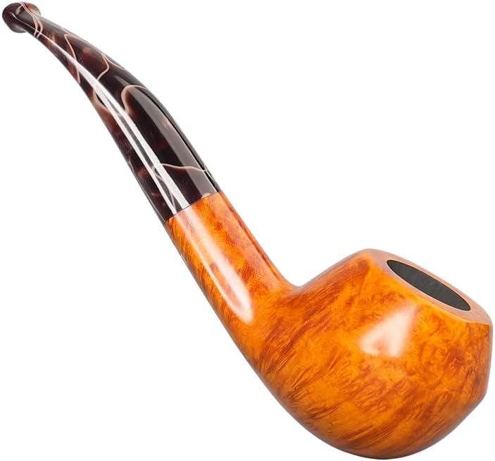 MUXIANG Tobacco Pipe Briars Material Fit 9mm Filters Handcraft Design Three Colors Available (Yellow)