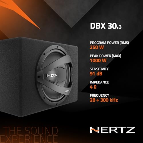 Hertz DBX 30.3 – Bassreflex-Subwoofer 300 mm im Gehäuse, abgestimmt für Tiefe und dynamische Bässe, 1000W max