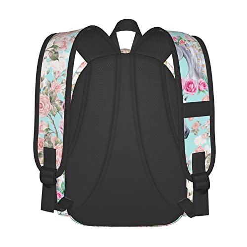 YISHOW 17 Inch Backpack With Adjustable Shoulder Straps Horse Rose Flower Lightweight Bookbag Casual Daypack For Travel Work3