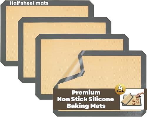 Silicone Baking Mats Half Sheet Non Stick for Oven Reusable 4 Pac...