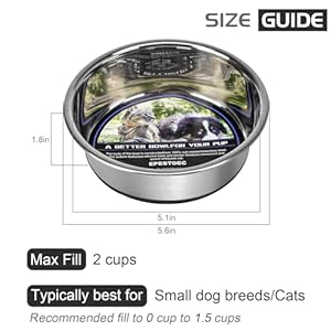 Grehge Steel Anti-Slip Dog Bowls,Non-Slip Stainless Steel Pet Bowl with Foot Mat – Perfect for Mess-Free Mealtime,Quiet Pet Bowls for Cats and Dogs, Dry and Wet Foods,5.5in Single Pack