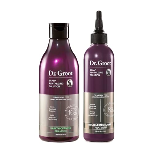 Dr. Groot Thickening Shampoo & Scalp Treatment Set for Hair Loss – Clinical Results with Biotin and Rosemary for Hair Thinning, Shedding, Scalp Repair and Treatment