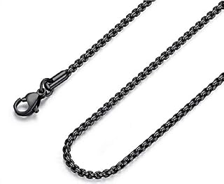 FOSIR 2-4MM Mens Womens Stainless Steel Black Rolo Cable Chain Necklace 45-75 CM