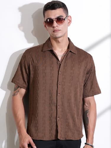 Image of Thomas Scott Men Polyester Blend Solid Oversized Fit Shirt