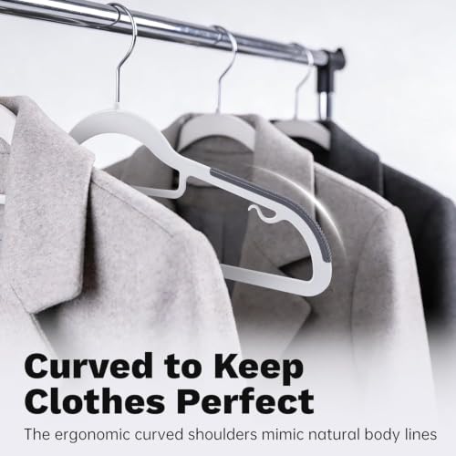 Image of 12 Pack Plastic Clothes Hangers, Non-Slip Slim Coat Hangers with 360 Swivel Hook, Space-Saving Heavy Duty Hangers for Shirts, Pants, Suits(White)