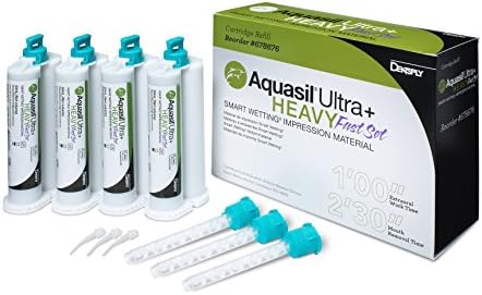 Aquasil Ultra+ Smart Wetting Tray Impression Material Vinylpolysiloxane Refill 50 mL Heavy Body Regular Set Light Green Unflavored (Pack of 4)