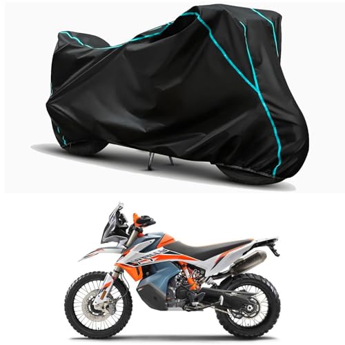 Image of Waterproof Bike Body Cover Compatible for | KTM 890 Adventure STD | Taffeta Fabric, Sky Piping Design, Bottom Elastic Fit | Dustproof, Sun UV & Rain Protection for All Weather.